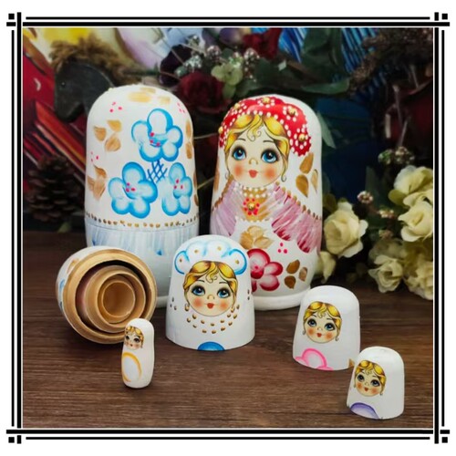 俄罗斯风情套娃5层新款中国风公主女生可爱儿童益智玩具颜色随机 - 图1