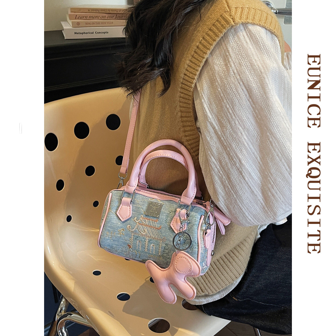 超火精致波士顿包包女款高级感时尚刺绣枕头包单肩斜挎手提小拎包,淘宝优惠券,粉丝福利购,淘宝优惠卷