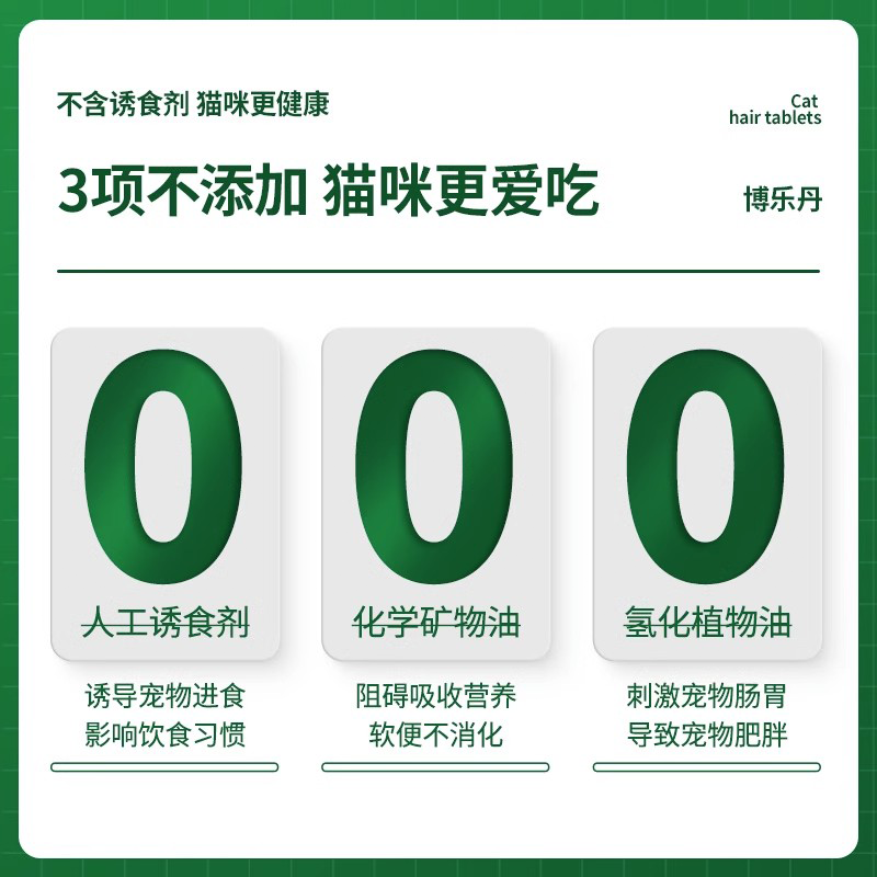 喵君 博乐丹宠物猫咪保健品 猫草毛球片呵护肠胃促进化毛排毛100g - 图1