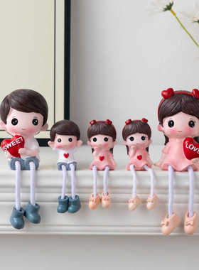 卡通吊脚娃娃隔板小摆件树脂卡通