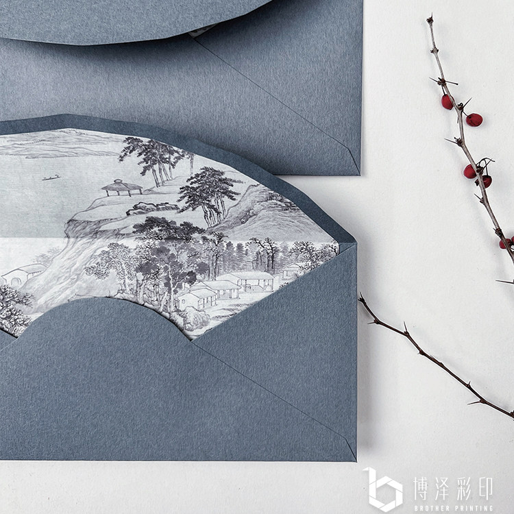 现货原创新中式古风国画彩色内衬异形扇形信封 A4信纸邀请函封套,淘宝优惠券,粉丝福利购,淘宝优惠卷