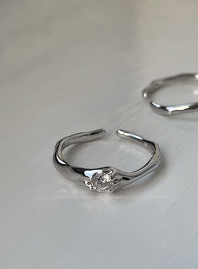 ins小众异形不规则开口白锆戒指 温柔可调节开口女百搭简约风