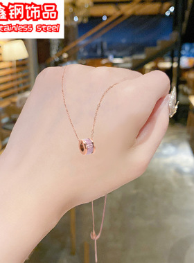 小众轻奢设计锁骨链简约百搭小蛮腰项链不掉色玫瑰金钛钢饰品热卖