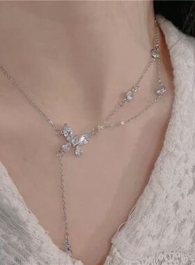 超仙新款甜美纯欲锆石蝴蝶项链女ins眼沦陷小众感轻奢礼物