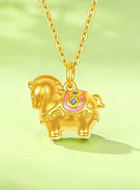 新中式滴釉小马吊坠项链女vingate轻奢本命年颈链小众设计锁骨链