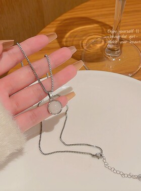 韩国新款简约月光石钛钢项链女ins风轻奢气质百搭网红同款锁骨链