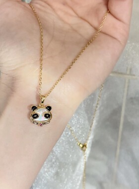 2025夏季新款同款小熊猫钛钢项链轻奢感气质时尚网红项链