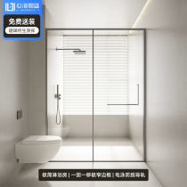 Heart Hyga Blue Extreme Brief Overall Shower Room Screen Anti Water Bath Screen Toilet Moving Door Partition Bathroom Glass Door