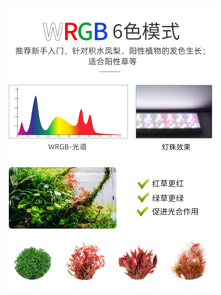 【新品】威尔康水族灯鱼缸造景定时调光WRGB全光谱灯盘LED水草灯 - 图1