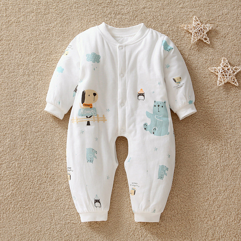 婴儿冬季连体衣哈咪奇男宝宝夹棉保暖加厚开裆哈衣新生儿爬服棉衣,淘宝优惠券,粉丝福利购,淘宝优惠卷