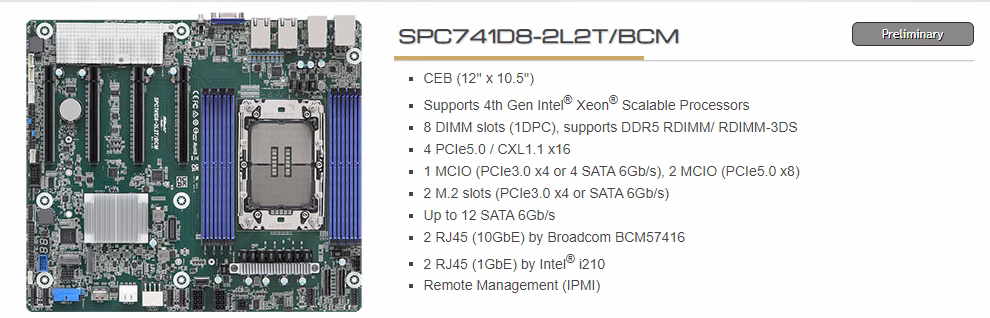 永擎 SPC741D8-2L2T主板拼MS73-HB0 X13DEI X13DAI-T LGA4677-图0