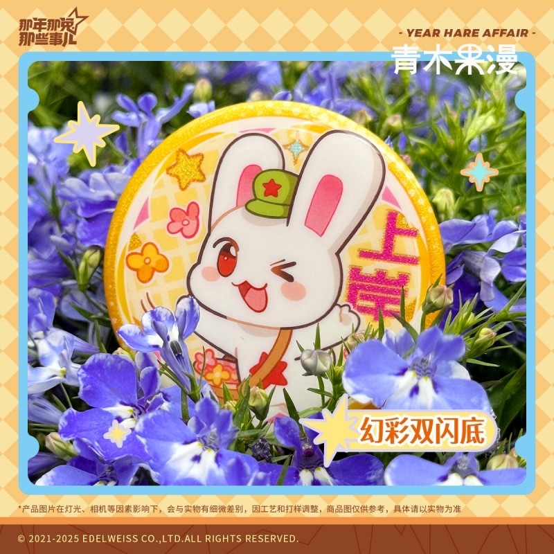 正版那年那兔那些事儿锦鲤附体系列双闪徽章马口铁吧唧动漫周边,淘宝优惠券,粉丝福利购,淘宝优惠卷