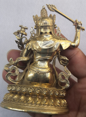 黄铜文殊菩萨随身西藏密宗小佛像