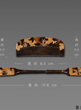 和风vintage日本古董梳簪天然草雀纹金莳绘梳莳绘簪