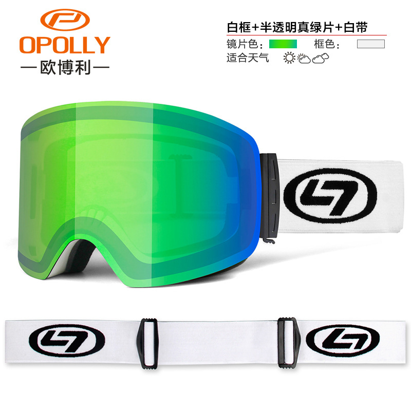 新款大框柱面滑雪镜 双层防雾专业滑雪眼镜 户外防雾滑雪护目镜 - 图0