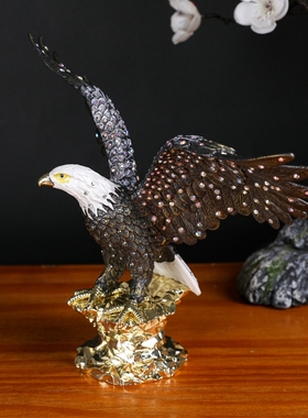 金属工艺品珐琅彩老鹰大鹏展翅办公室风水摆件送领导商会创意礼品