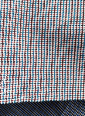 蓝色系千鸟格布DIY娃衣服布料