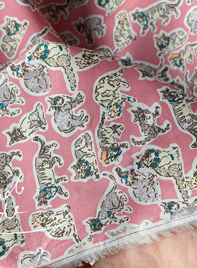 LBG12 日本进口粉色猫咪棉布  DIY娃衣布艺辅料布料50x75cm一块