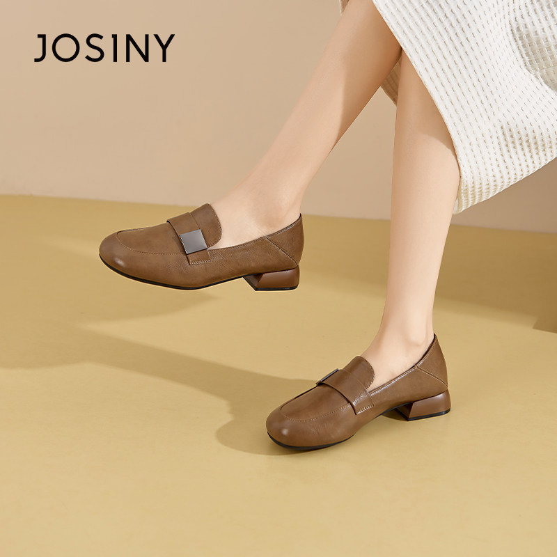 卓诗尼撤柜正品复古乐福鞋女方跟深口一脚蹬圆头休闲百搭两穿单鞋,淘宝优惠券,粉丝福利购,淘宝优惠卷