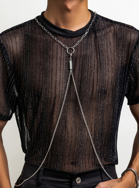 银色身体链沙滩个性项链