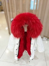 Live Childrens ski suit otto rabbit Maoists overcome raccoon dog fur collar white fur coat real fur male and female child coat