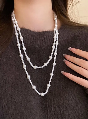 超长巴洛克珍珠多层毛衣链高级感复古时尚项链气质百搭轻奢项饰女