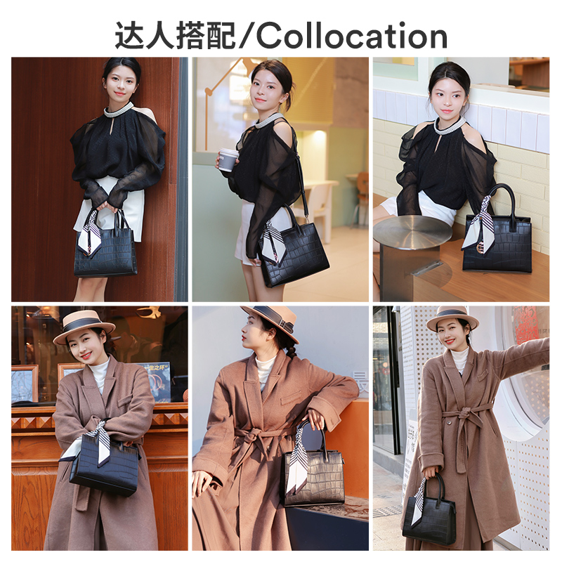 稻草人女今年流行简约通勤感斜挎包 稻草人箱包女士包袋