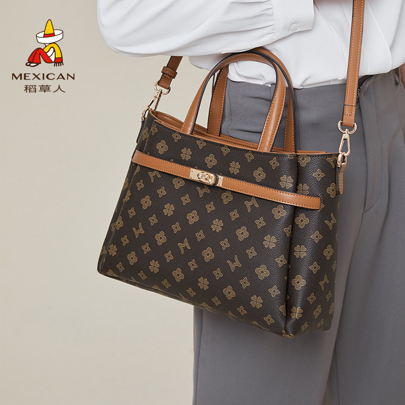 稻草人女今年流行通勤复古感手提包 稻草人箱包女士包袋