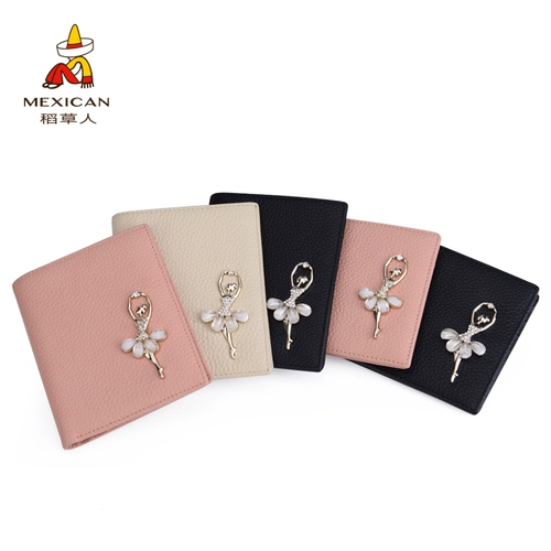 Короткий милый бумажник, кожаный кошелек, из натуральной кожи, в корейском стиле, воловья кожа