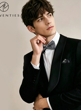 T&Twenties高级感灰色真丝领结男