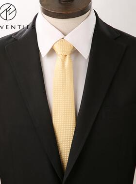 优雅香槟色男士领带8cm手打款