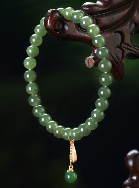 保真和田玉手串女款好运新中式国风葫芦手链鱼尾吊坠本命年送礼物