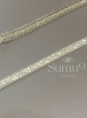 银色流光清冷感进口古董珠戒指手链颈链串珠编织蕾丝项链首饰女