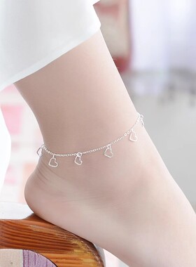 星星925纯银性感带铃铛脚链女