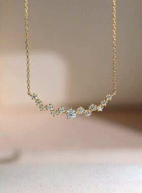 女轻奢潮颈链通勤项链锆石设计