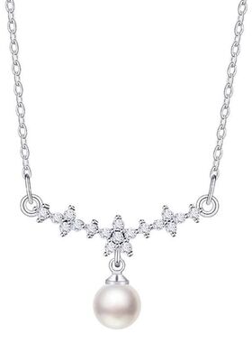 珍珠高级轻奢女吊坠锁骨法式2024时尚链花枝设计感新款锆石项链