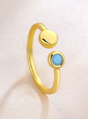松石流行指环仿简约石头金色新款