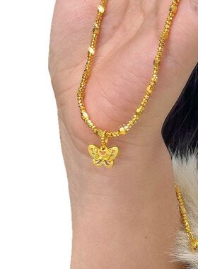 女五彩斑斓精致珠蝴蝶蹦迪时尚蝴蝶吊坠同款小红书项链的项链颈链