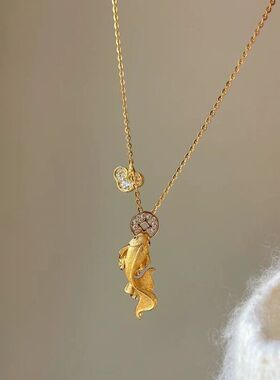 锦项链时尚爆款一件小众金鱼小