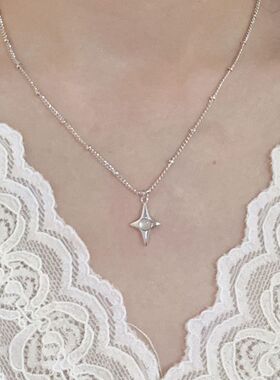 几何方形锁骨项链百搭极风轻链时尚简风ins水滴锆石奢小众女冷淡