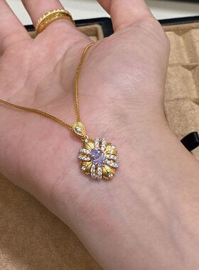 紫色锆石项链锁骨轻奢小众法式