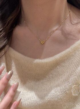 爱心小黄钻百搭轻奢小众心高级感日常柠檬项链爆款小红书简约设计
