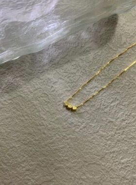 亮面【钛闺蜜新款轻奢钢保色质感幸运小方块2023几两碎银年项链】