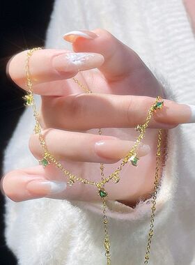 女金色方形锁骨冷淡通勤链文艺