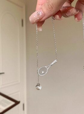 老钱风吊坠网球拍镶嵌爆火项链