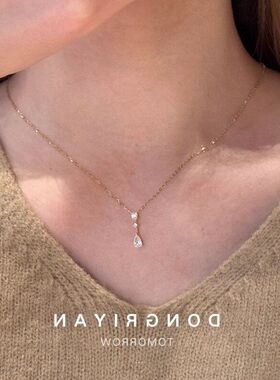 清冷锁骨项链闪钻送礼物水滴】