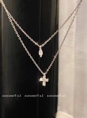 项链韩风叠锁骨小众链新款带2023