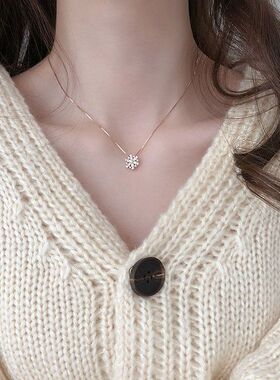 韩风雪花毛衣链清新气质气质镀银