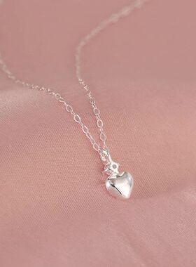 心形不锈钢项链小众拉丝冷淡简约韩版气质女吊坠爱心风ins链锁骨