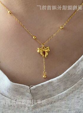 蝴蝶结沙金首饰仿越南黄金饰品在逃公主女款套装项链镀金戒指手链
